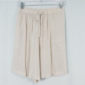 Molly & Maxx Rayon Linen High‎ Rise Pull On Shorts Medium Oatmeal Beach Coastal